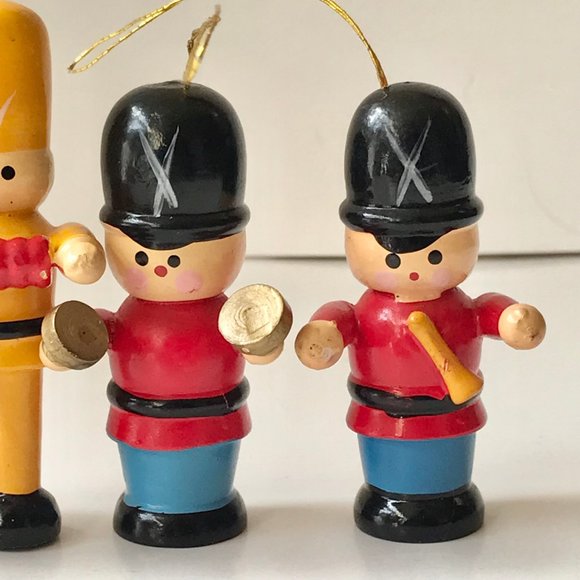 Vintage Wood Toy Soldiers Christmas Ornaments Hand Painted Drummer Nutcracker - Picture 5 of 10